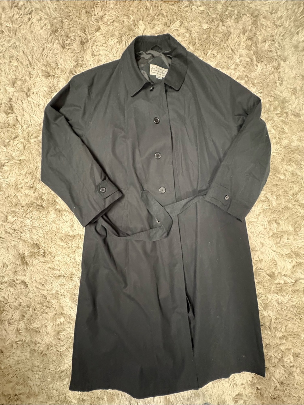 Vintage Oscar de la Renta Black Men's Trench Coat - Timeless Overcoat sz48